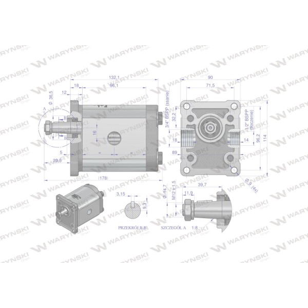 Pompa hydrauliczna zębata 31.0cm3 (grupa 2 PHAG2E31P | Exvi