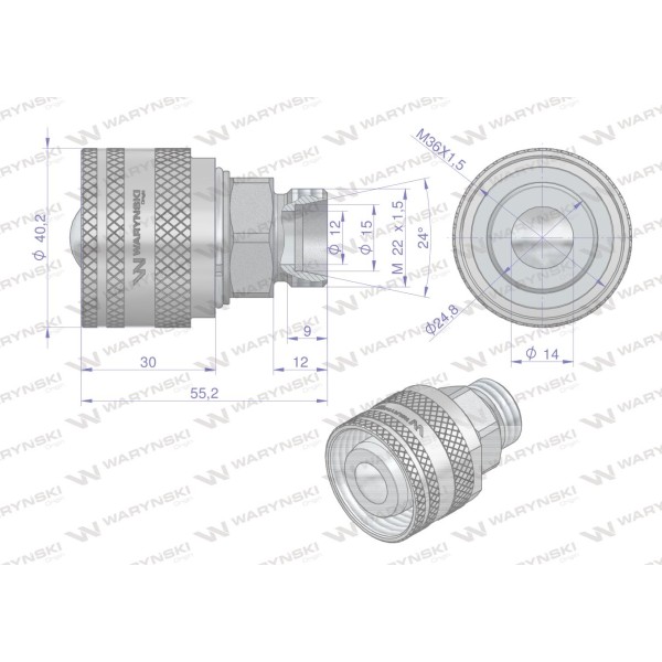Zawór wtyczka M22x1,5 skręcane (50490030) WRSM22WT | Exvi
