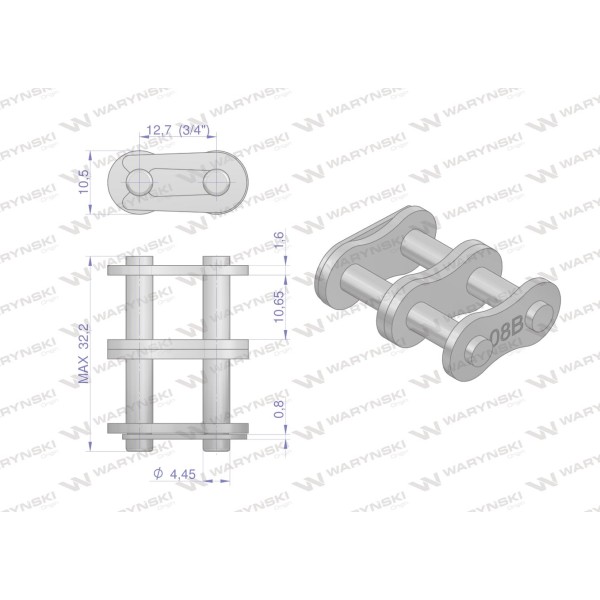 Zamek łańcucha 08B-2 (R2 1/2) Waryński Z08B2 | Exvi