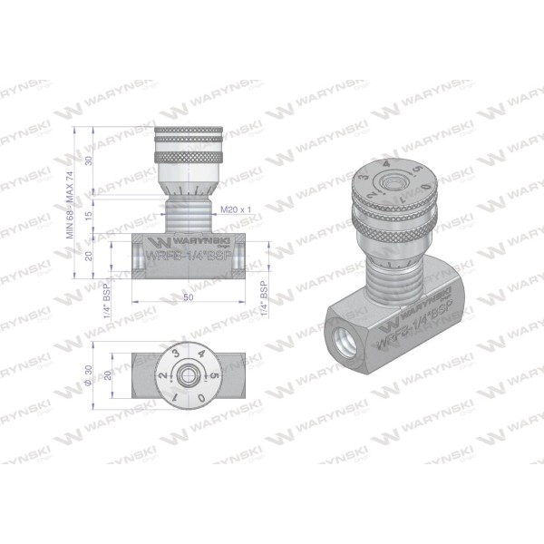 Zawór dławiący WRFB 90 1/4"BSP Waryński WRFB-1/4BSP | Exvi