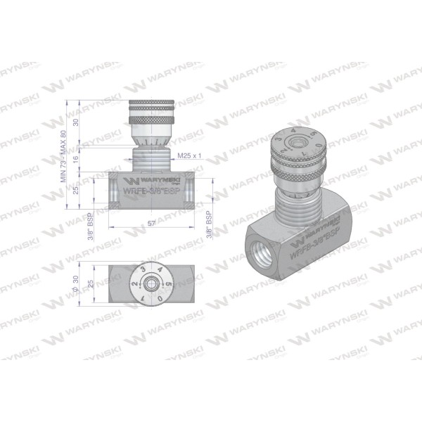 Zawór dławiący WRFB 90 3/8"BSP Waryński WRFB-3/8BSP | Exvi