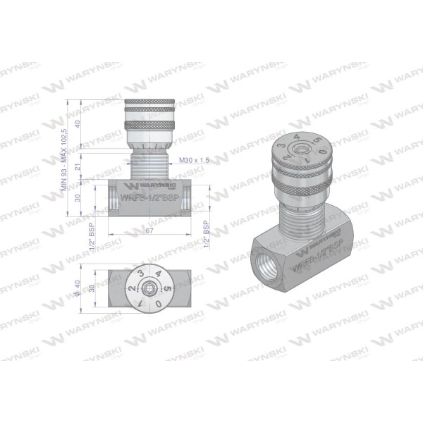Zawór dławiący WRFB 90 1/2"BSP Waryński WRFB-1/2BSP | Exvi