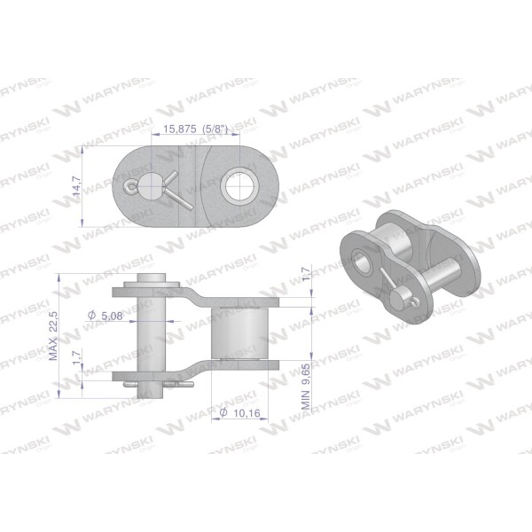Półogniwo łańcucha 10B-1 (R1 5/8) Waryński P10B1 | Exvi