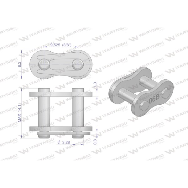 Zamek łańcucha 06B-1 (R1 3/8) Waryński Z06B1 | Exvi