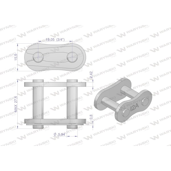 Zamek łańcucha wzmocniony Z12A-1 ANSI A 60 (R1 Z12A1 | Exvi