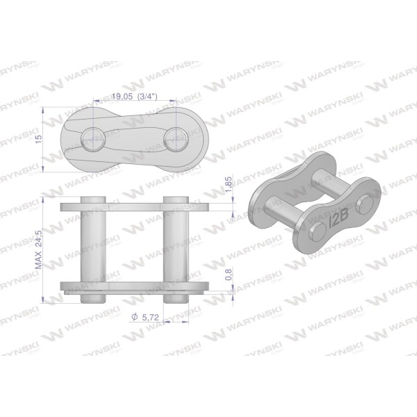 Zamek łańcucha 12B-1 (R1 3/4) Waryński Z12B1 | Exvi