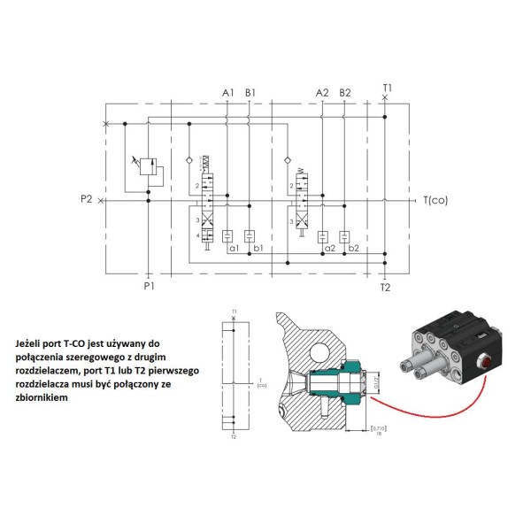 Rozdzielacz hydrauliczny do ładowaczy V-RC-90L/2LX1P | Exvi