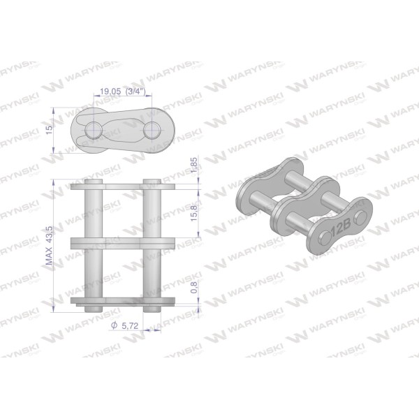 Zamek łańcucha 12B-2 (R2 3/4) Waryński Z12B2 | Exvi