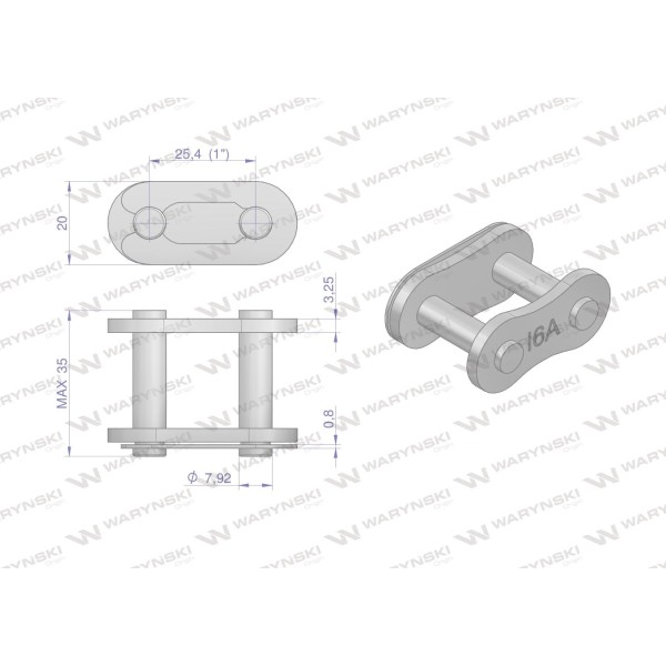 Zamek łańcucha wzmocniony Z16A-1 ANSI A 80 (R1 Z16A1 | Exvi