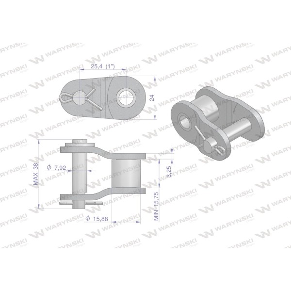 Półogniwo łańcucha wzmocnione P16A-1 ANSI A 80 P16A1 | Exvi