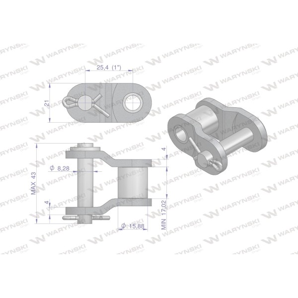 Półogniwo łańcucha 16B-1 (R1 1) Waryński P16B1 | Exvi