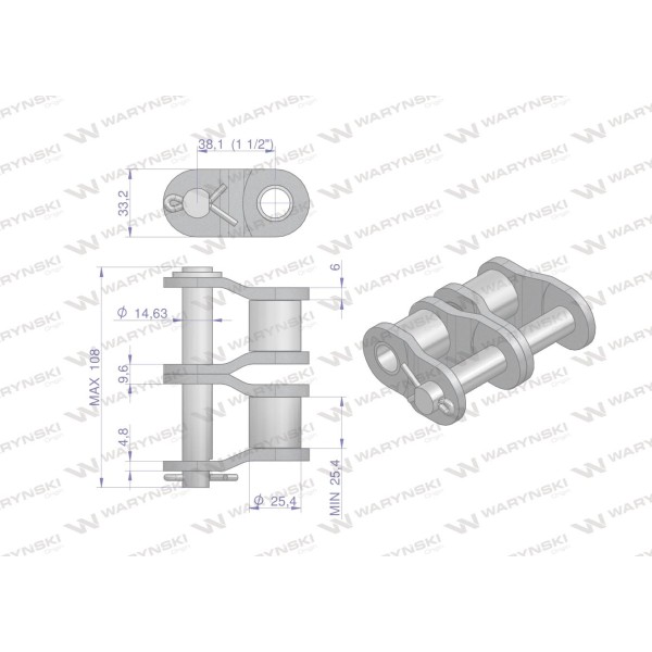 Półogniwo łańcucha P24B-2 (R1 1.1/2) Waryński P24B2 | Exvi