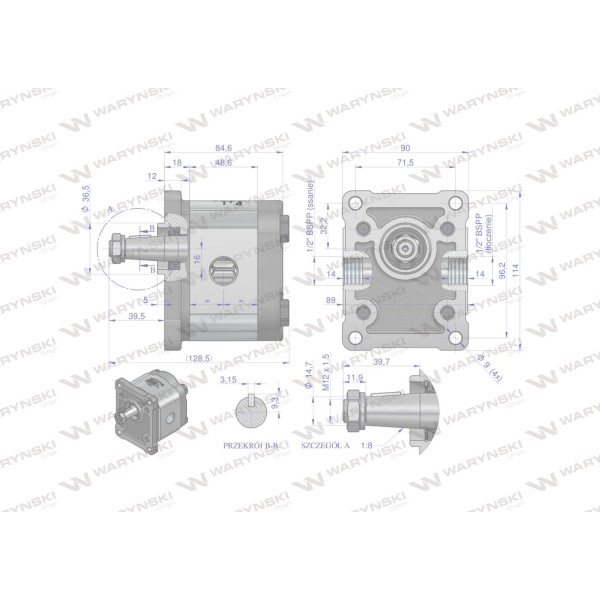 Pompa hydrauliczna zębata 4.0cm3 (grupa 2 PHAG2E04P | Exvi