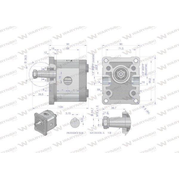 Pompa hydrauliczna zębata 8.0cm3 (grupa 2 PHAG2E08P | Exvi