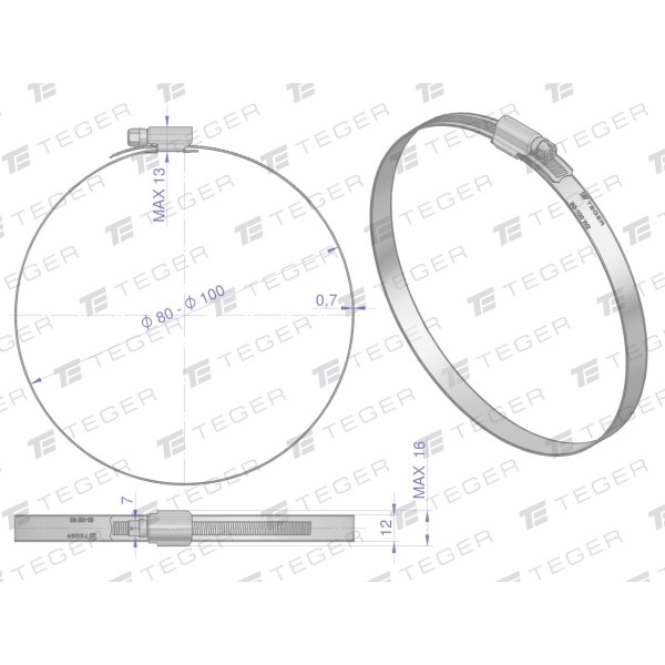 Opaska zaciskowa wzmocniona 80-100 W2-80-100-S | Exvi