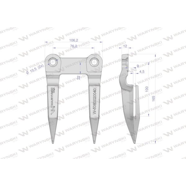 Bagnet palec podwójny hartowany Bizon 5060020040 | Exvi