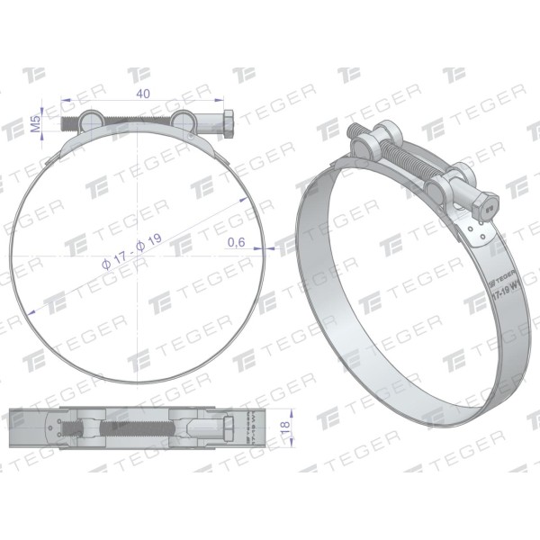 Opaska zaciskowa GBS 17-19 (obejma W1 GBS-W1-17-19 | Exvi