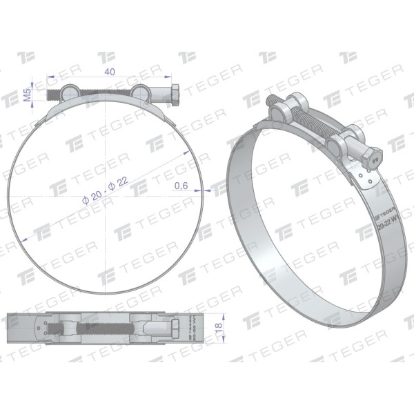 Opaska zaciskowa GBS 20-22 (obejma W1 GBS-W1-20-22 | Exvi
