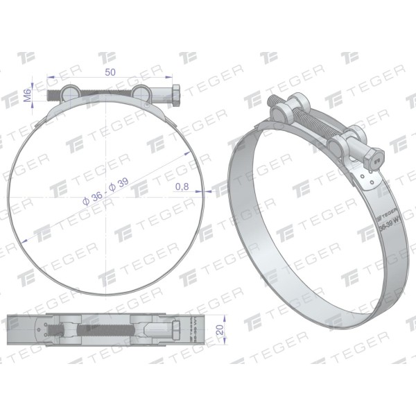 Opaska zaciskowa GBS 36-39 (obejma W1 GBS-W1-36-39 | Exvi