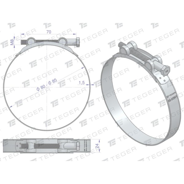 Opaska zaciskowa GBS 80-85 (obejma W1 GBS-W1-80-85 | Exvi