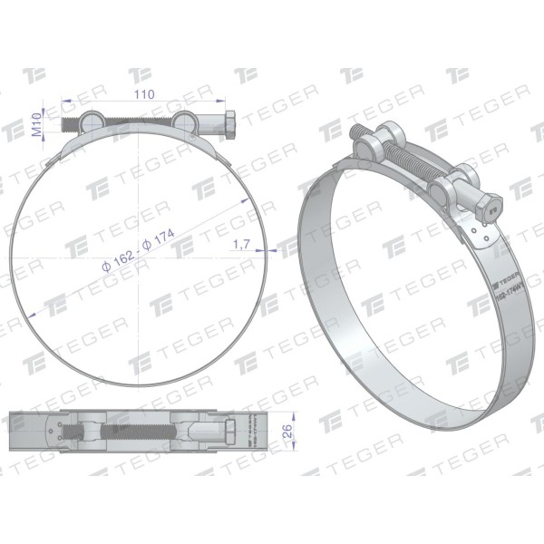 Opaska zaciskowa GBS 162-174 (obejma GBS-W1-162-174 | Exvi