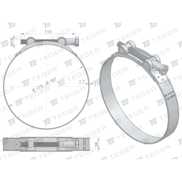 Opaska zaciskowa GBS 175-187 (obejma GBS-W1-175-187 | Exvi