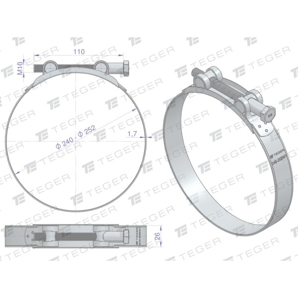 Opaska zaciskowa GBS 240-252 (obejma GBS-W1-240-252 | Exvi