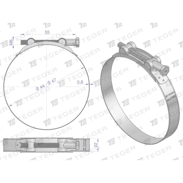 Opaska zaciskowa GBS 44-47 (obejma W2 GBS-W2-44-47 | Exvi