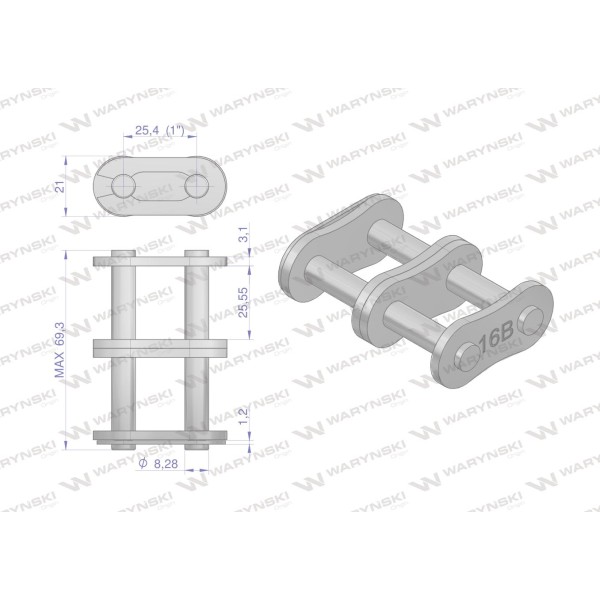 Zamek łańcucha 16B-2 (R2 1) Waryński Z16B2 | Exvi