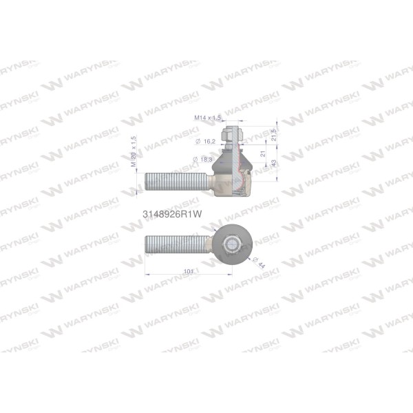 Przegub kierowniczy 101mm- M20x1,5 3148926R1W | Exvi