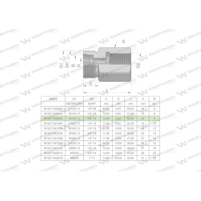 Tulejka różnicowa hydrauliczna AB M14x1.5 5211040806 | Exvi