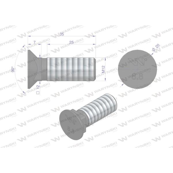 Śruba płużna podsadzana M12x35 mm 608881235/KG | Exvi