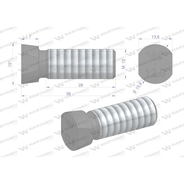 Śruba płużna oval z dwóch stron ścięta 712121238/KG | Exvi