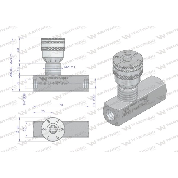 Zawór dławiąco-zwrotny WRFU 90 1/4"BSP WRFU-1/4BSP | Exvi