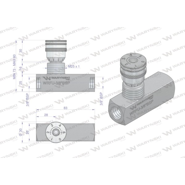 Zawór dławiąco-zwrotny WRFU 90 3/8"BSP WRFU-3/8BSP | Exvi
