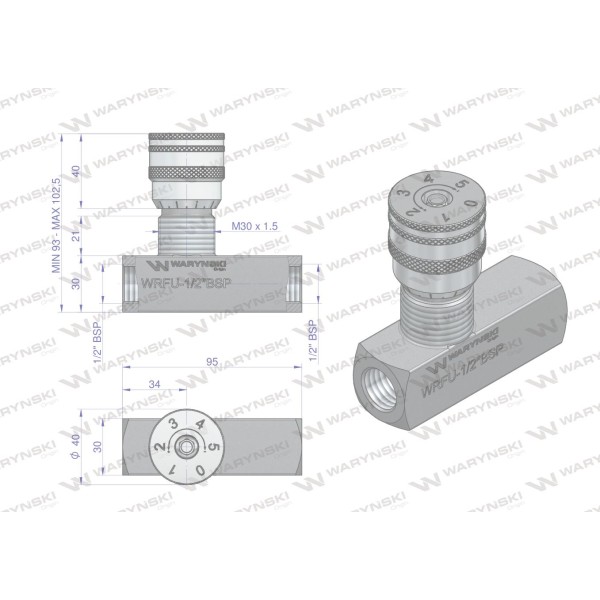 Zawór dławiąco-zwrotny WRFU 90 1/2"BSP WRFU-1/2BSP | Exvi