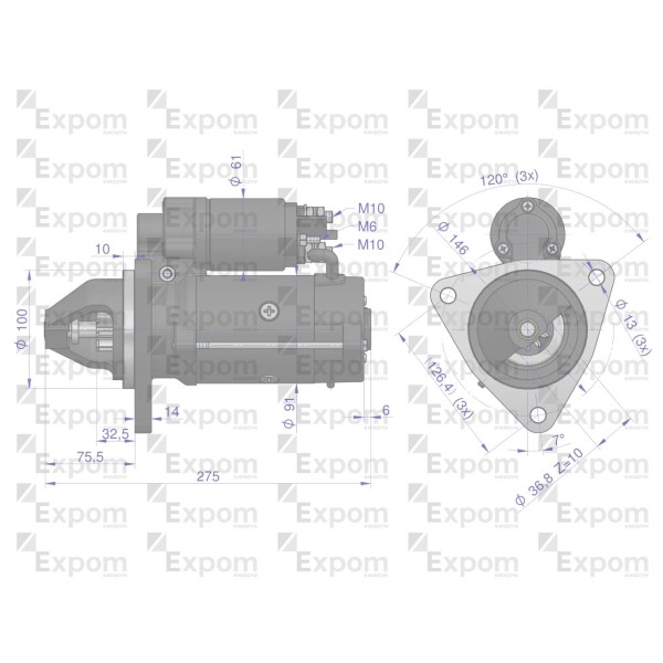 Rozrusznik 24V 3.5 kW AZE4268 Belarus EXPOM MS650EX | Exvi