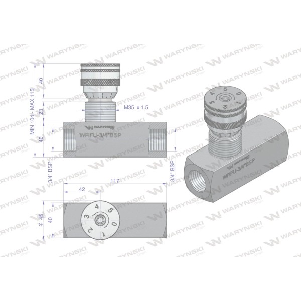 Zawór dławiąco-zwrotny WRFU 90 3/4"BSP WRFU-3/4BSP | Exvi
