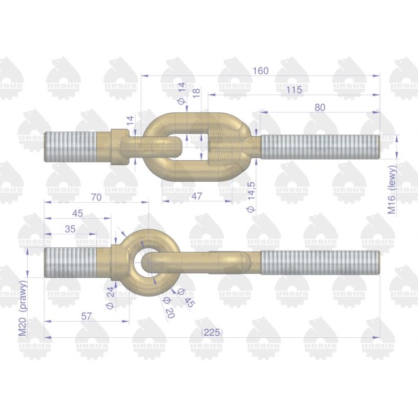 Śruba oczkowa łańcucha bocznego C-360 46/55-051/0 | Exvi