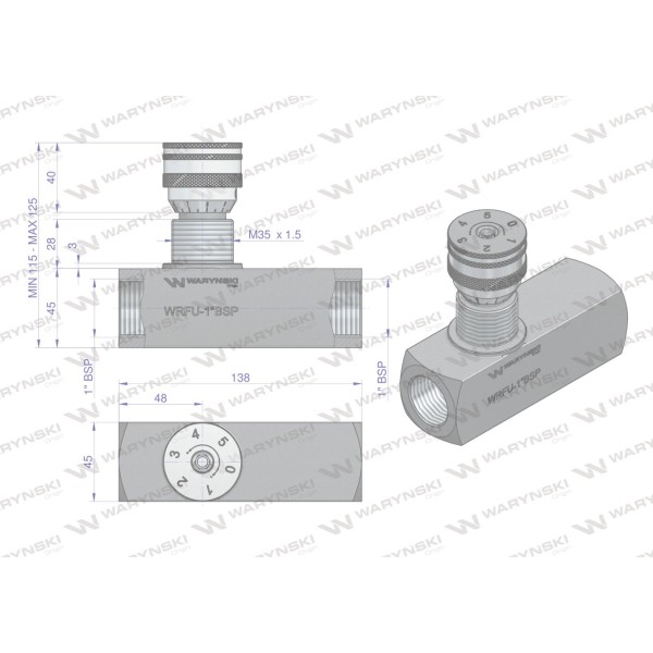 Zawór dławiąco-zwrotny WRFU 90 1"BSP WRFU-1BSP | Exvi