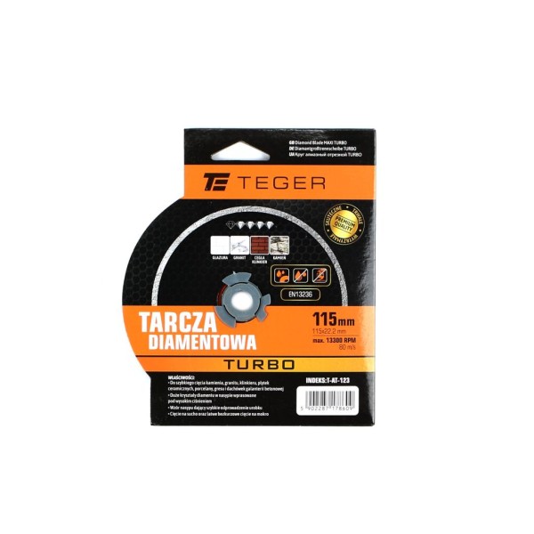 Tarcza diamentowa TURBO 115x22.23 mm TEGER AT-123 | Exvi