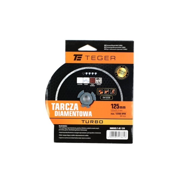 Tarcza diamentowa TURBO 125x22.23 mm TEGER AT-124 | Exvi