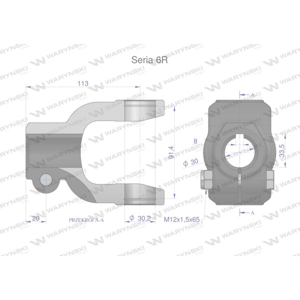 Widłak na wpust 8 śr.otw.30mm - 30.2X91.4 WR2306030 | Exvi
