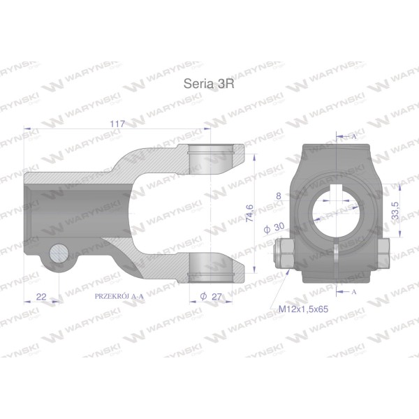 Widłak na wpust 10 śr.otw.30mm - 27X74.6 WR2303030 | Exvi