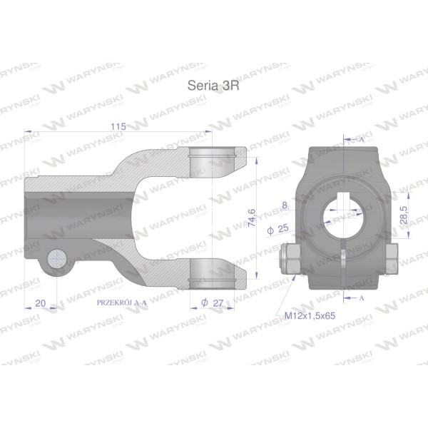 Widłak na wpust 8 śr.otw.25mm - 27X74.6 WR2303025 | Exvi