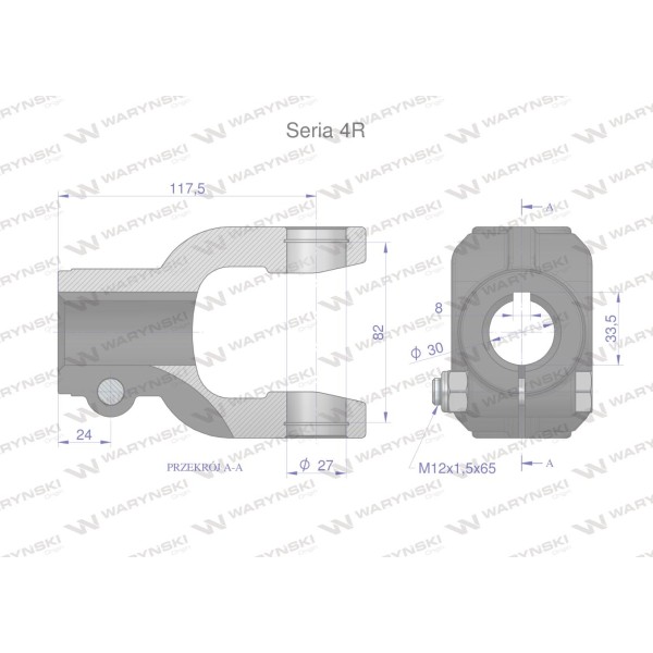 Widłak na wpust 8 śr.otw.30mm - 27X82 WR2304030 | Exvi