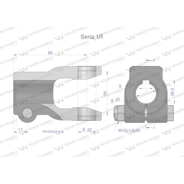Widłak na wpust 8 śr.otw.25mm - 22X54Seria WR2301025 | Exvi