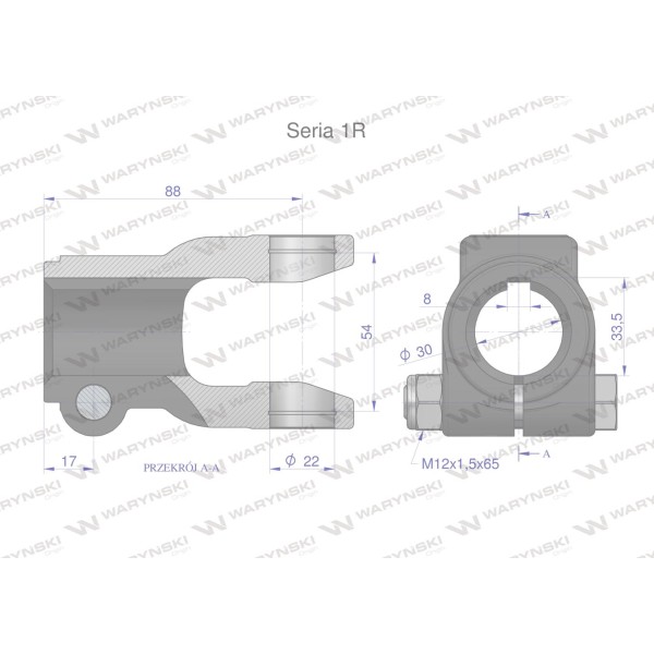 Widłak na wpust 8 śr.otw.30mm - 22X54Seria WR2301030 | Exvi