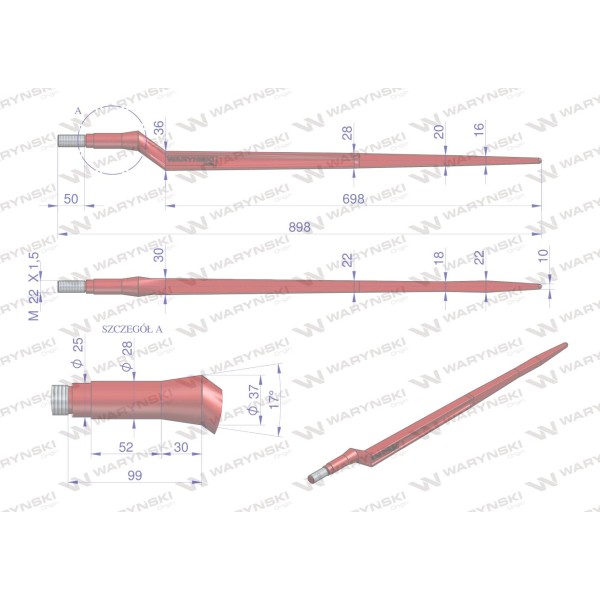 Ząb ładowacza uniwersalny czerwony Z L W3132-880W | Exvi