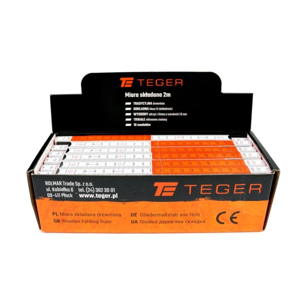 Miara składana 2m drewniana w displayu TEGER AM-002 | Exvi